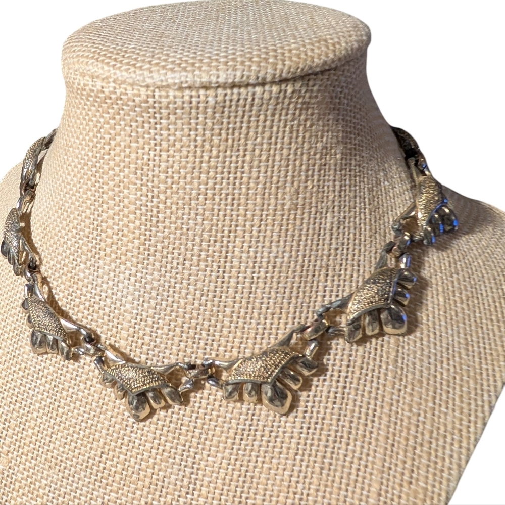 Vintage Choker Necklace Signed Coro Silver-tone 15.5” Art Deco Style